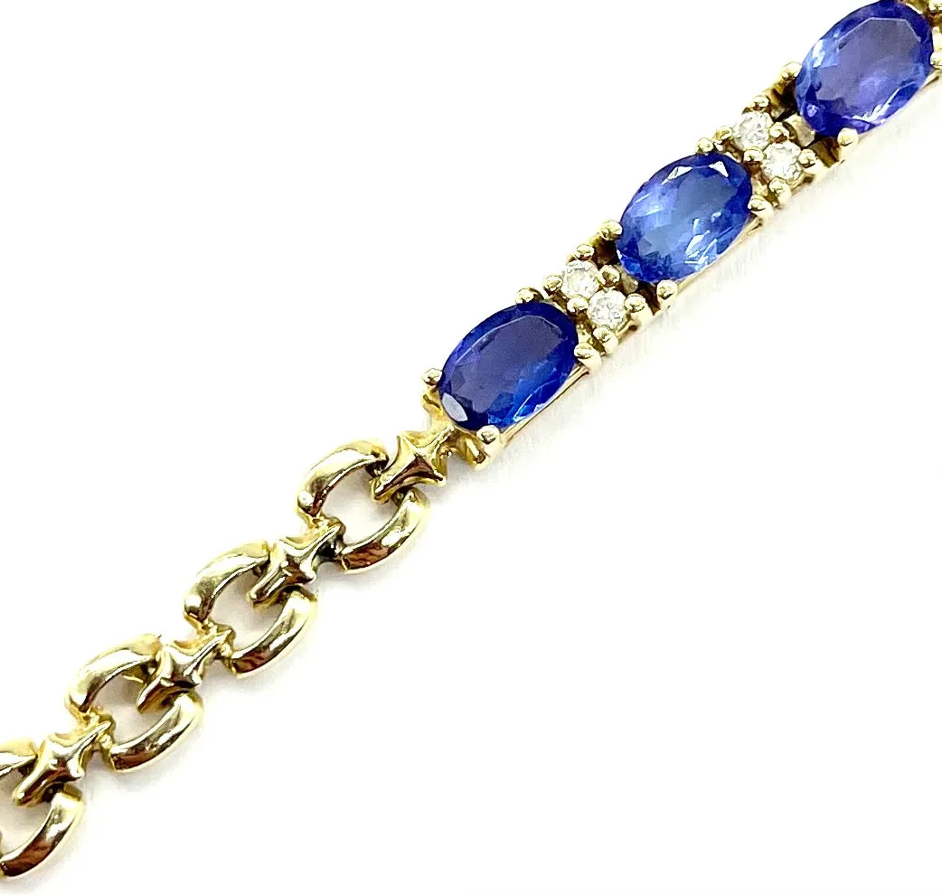 Diamond and Tanzanite Tennis Bracelet