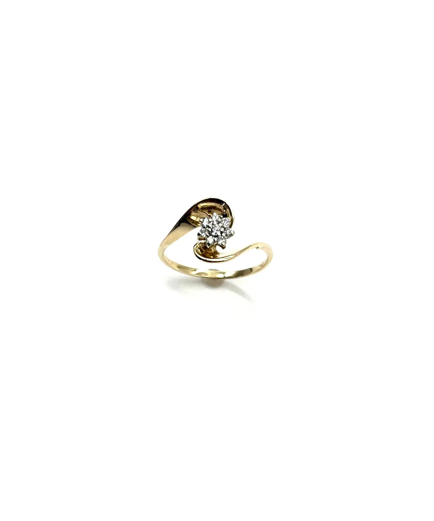 Diamond Cluster Flower Bypass Ring