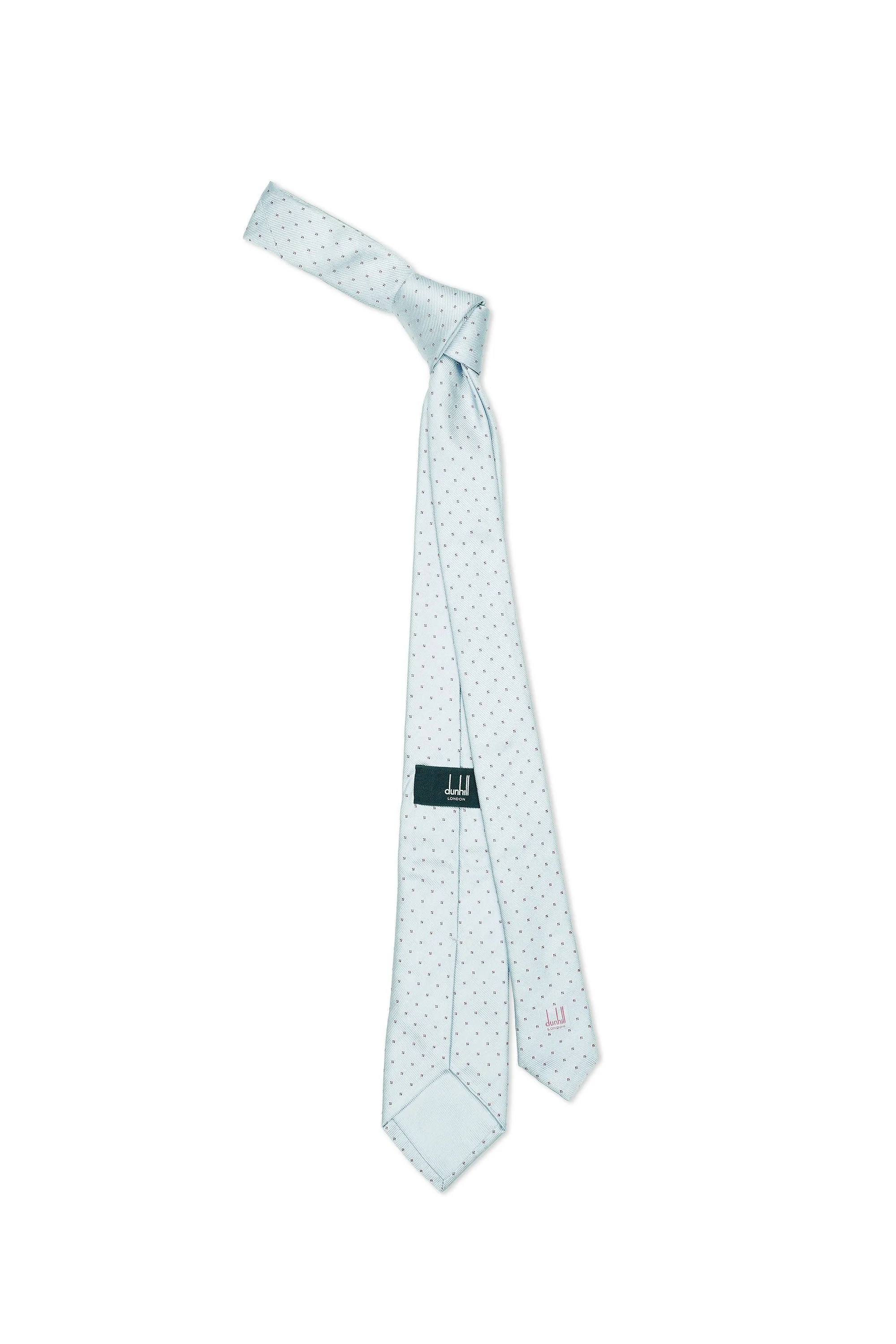 Dunhill Light Blue with Red/Navy Dot Pattern Silk Tie