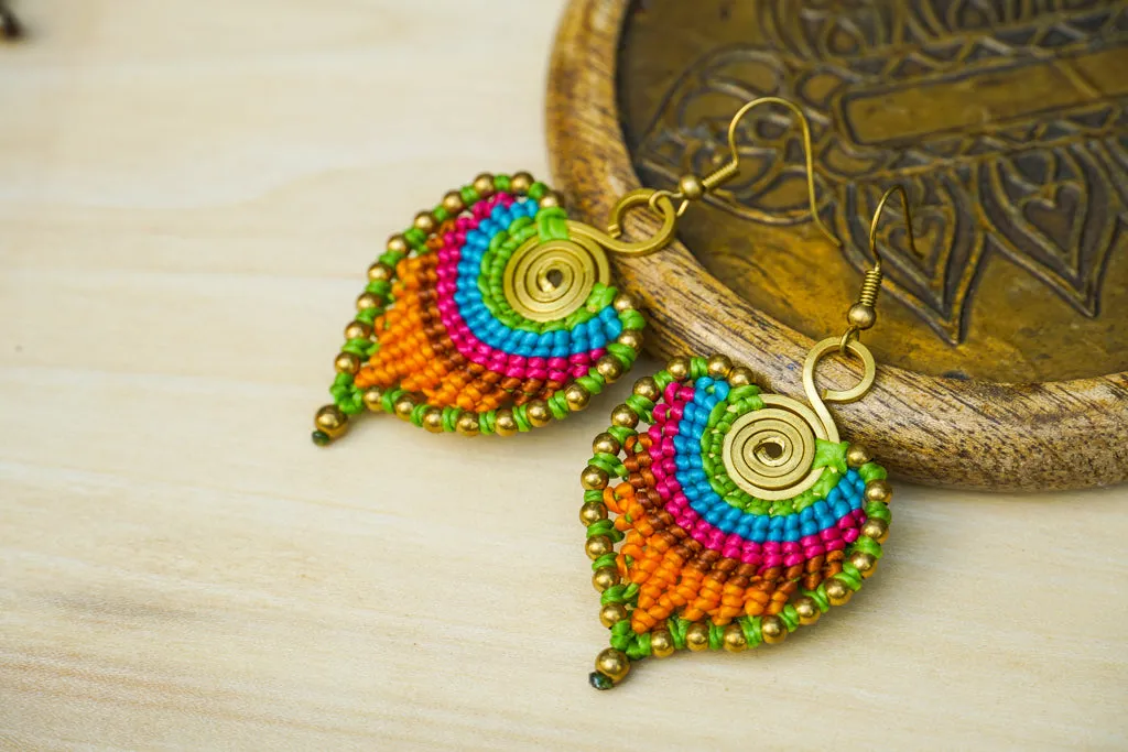 E7786- Micro Macrame Boho Earrings, Handmade Earrings, Hippie Earrings