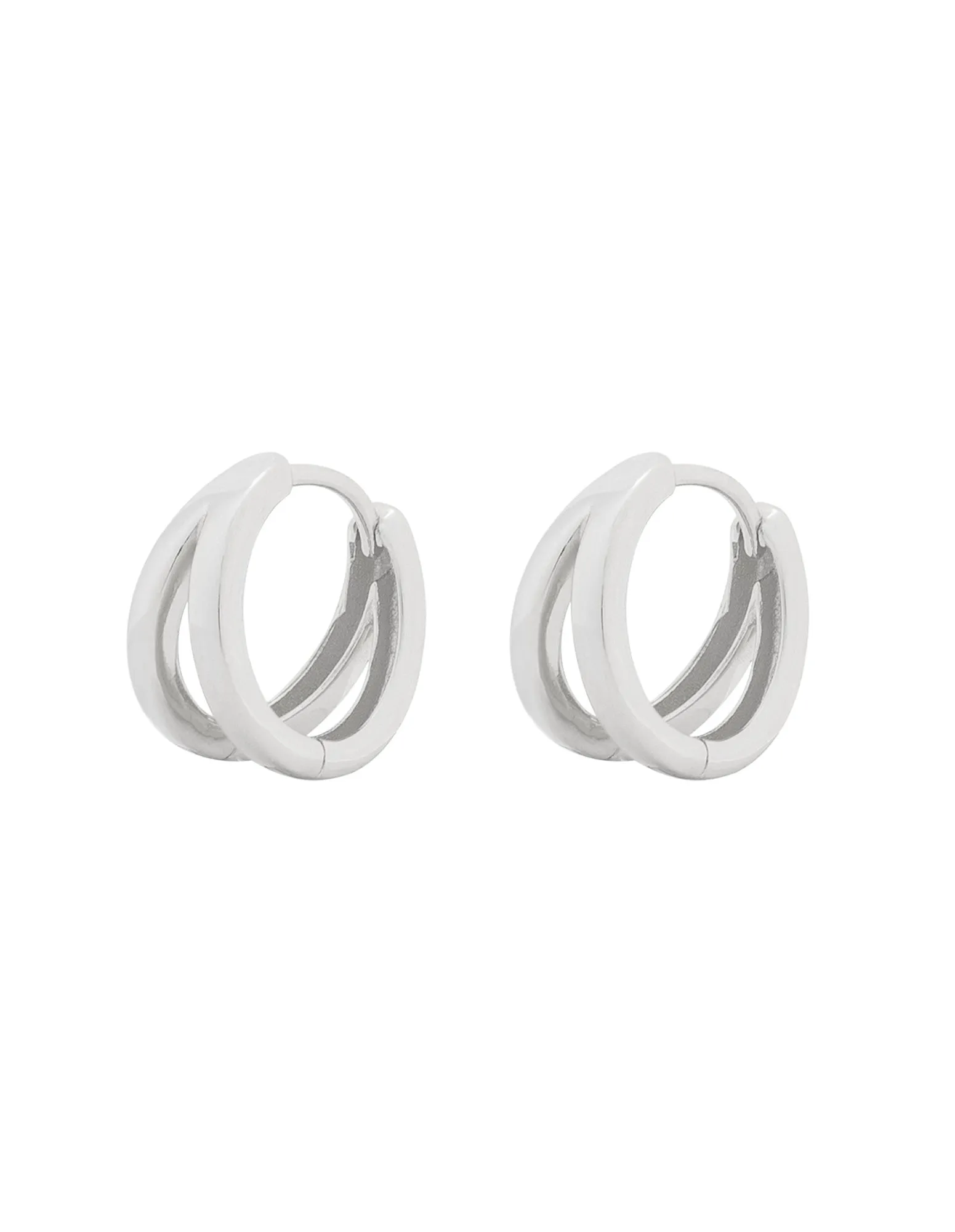 Elly Lou Double Loop Huggie Earring- Silver