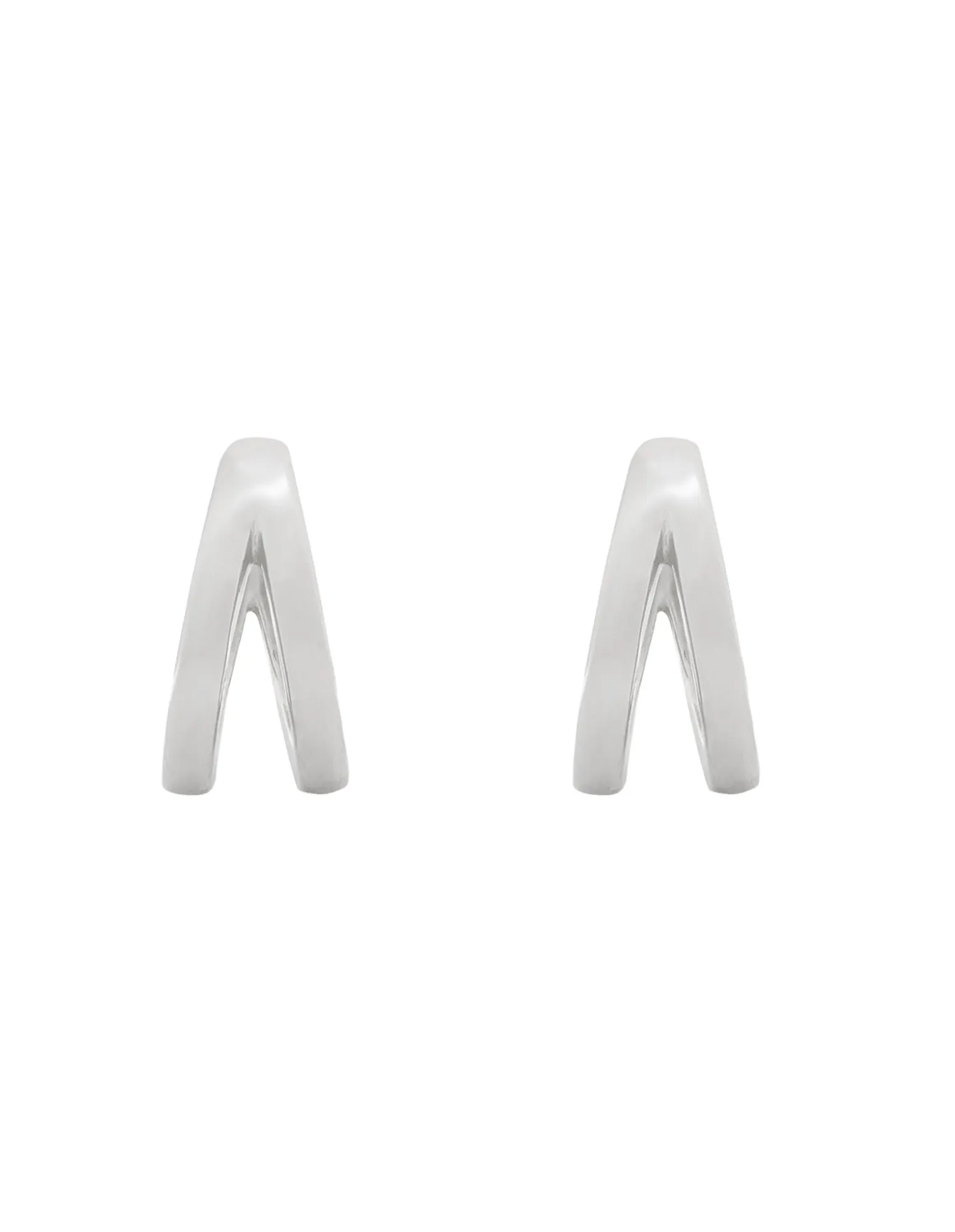 Elly Lou Double Loop Huggie Earring- Silver