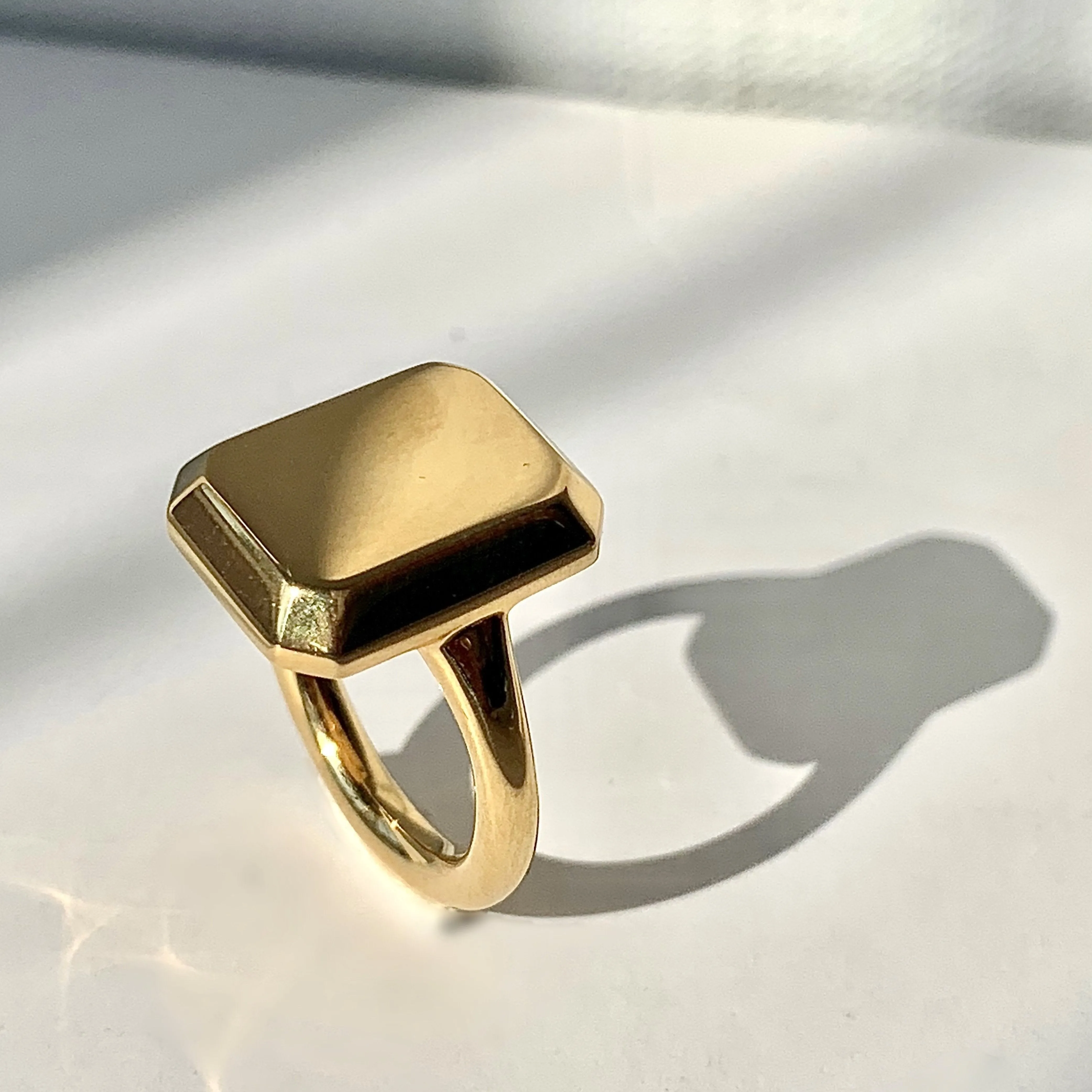 Emerald Signet Ring Yellow Gold