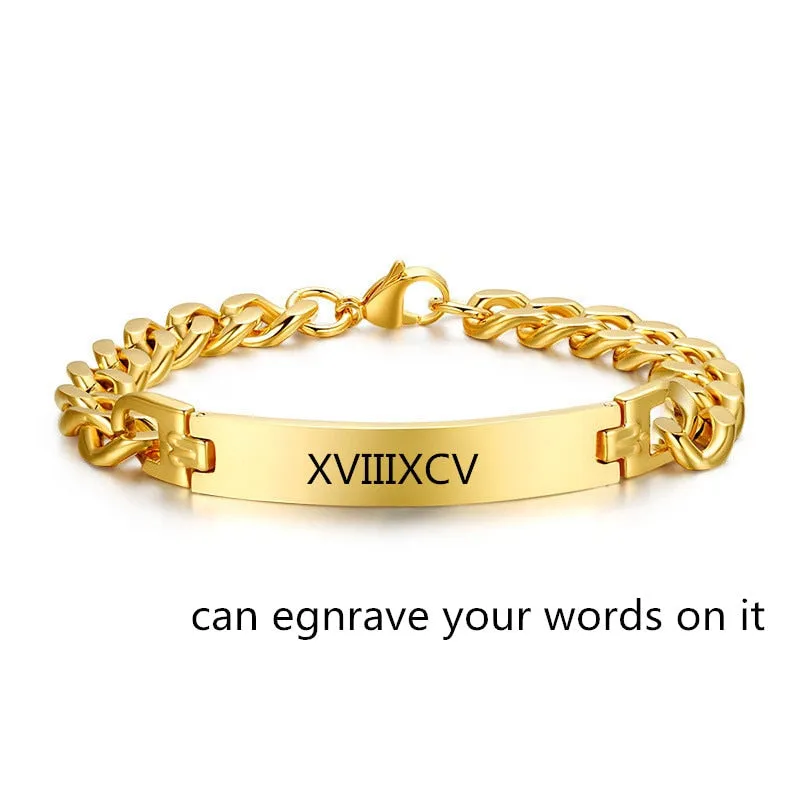 Engraved Bracelets- Name Engraved Bracelet-Bracelet With Date Engraved