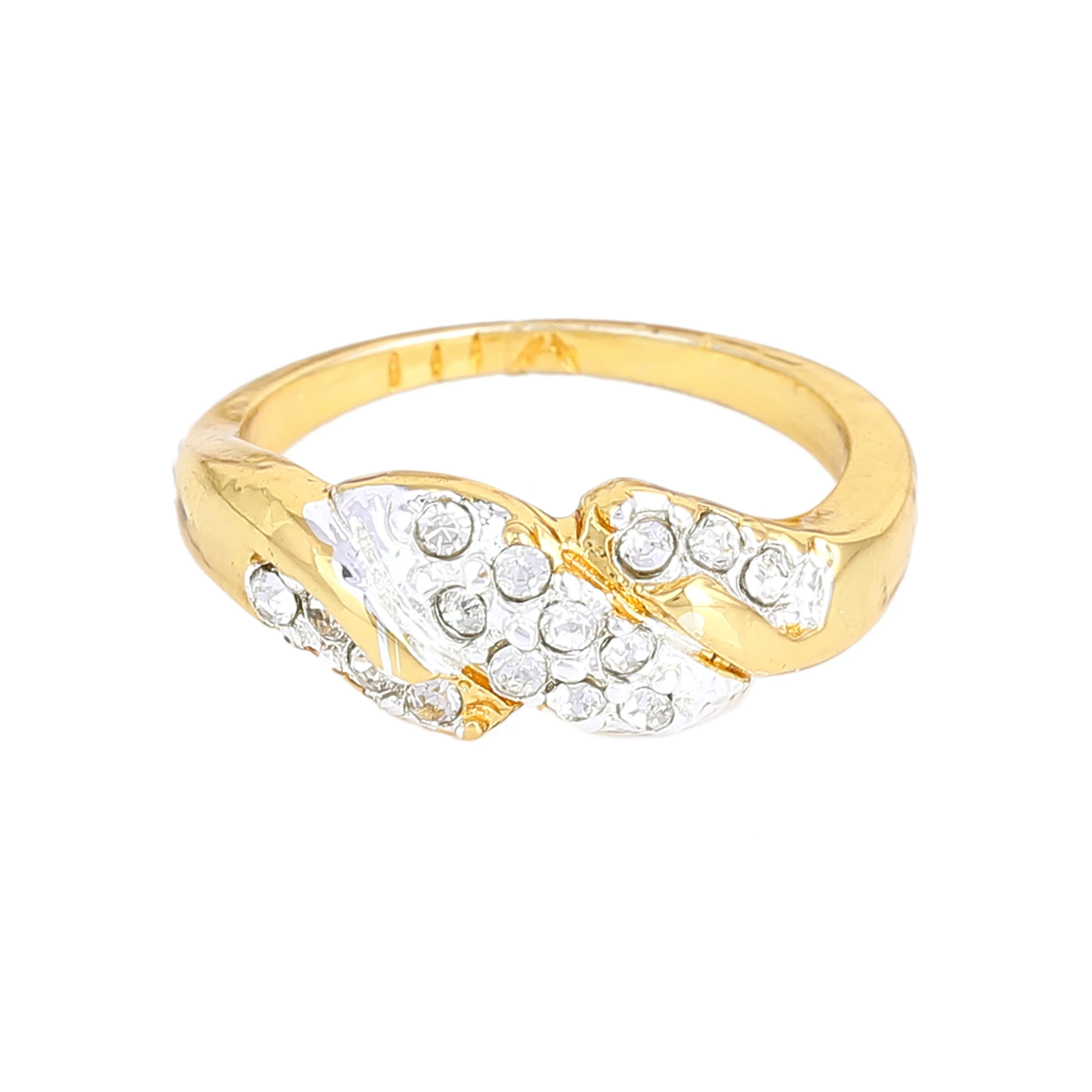 Estele Gold & Rhodium Plated Stunning Finger Ring with Crystals for Women