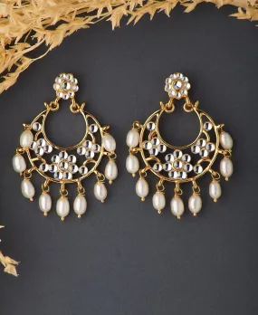 Ethnic Stone Studded Hanging Pearl Jhumka