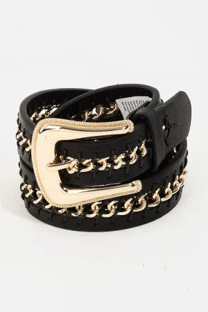 Faux Leather Chain Link Western Belt