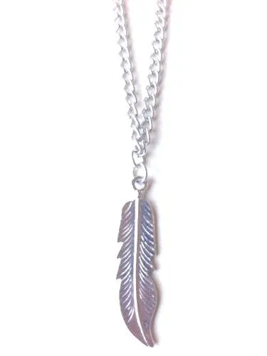 Feather Necklace Long Silver Boho Statement Jewelry By Anthropologie