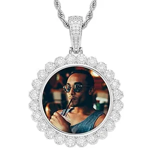 Flower Shape Custom Photo Medallion Necklace For Women