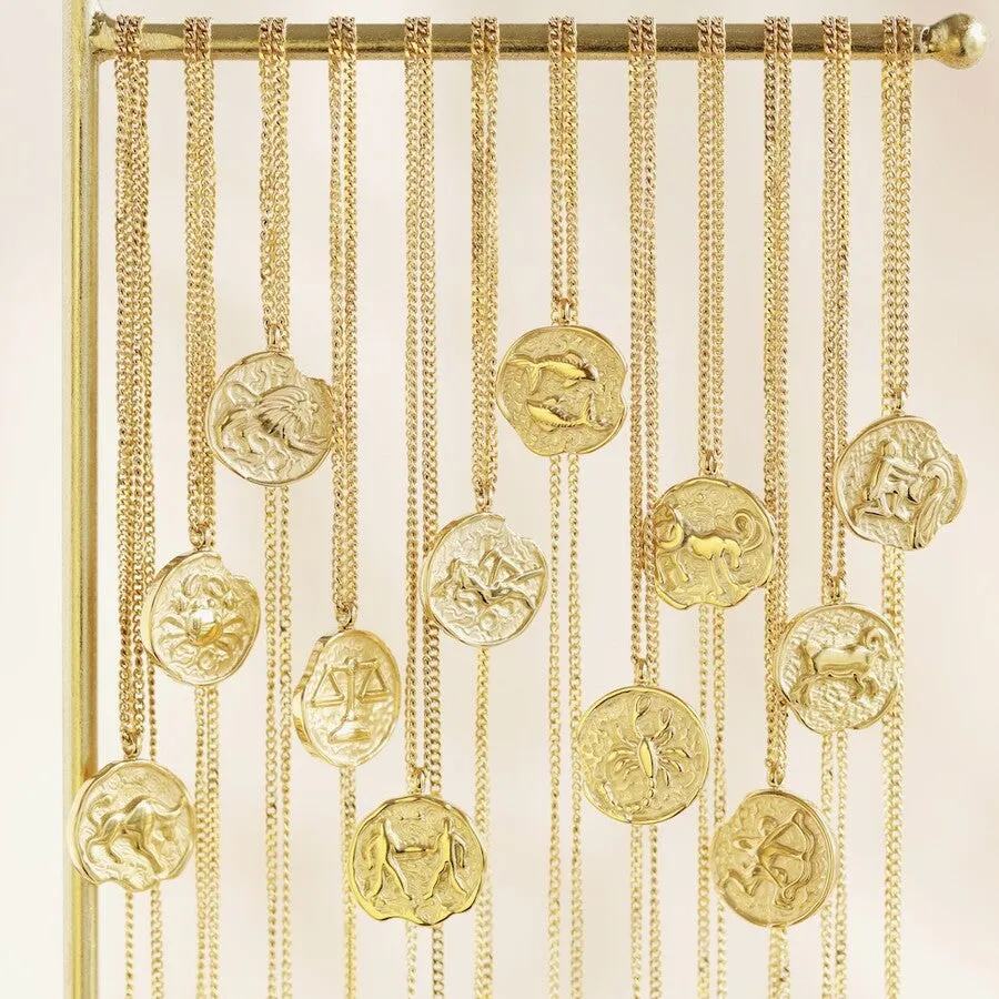 Gemini Zodiac Gold Pendant Necklace