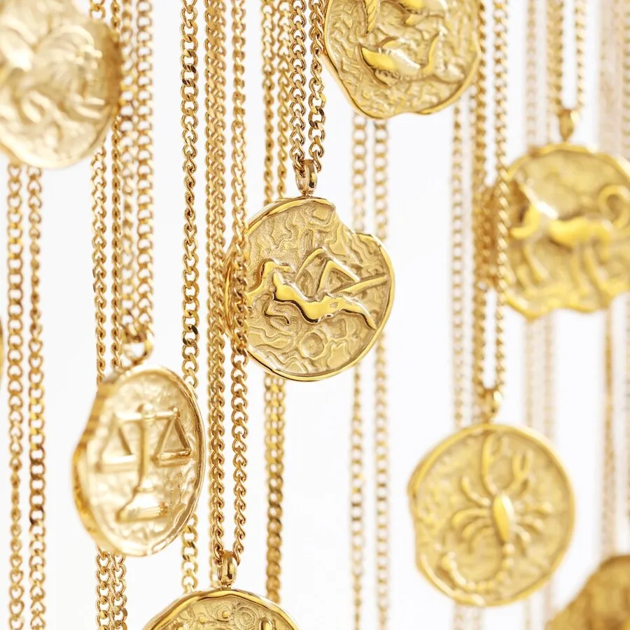 Gemini Zodiac Gold Pendant Necklace