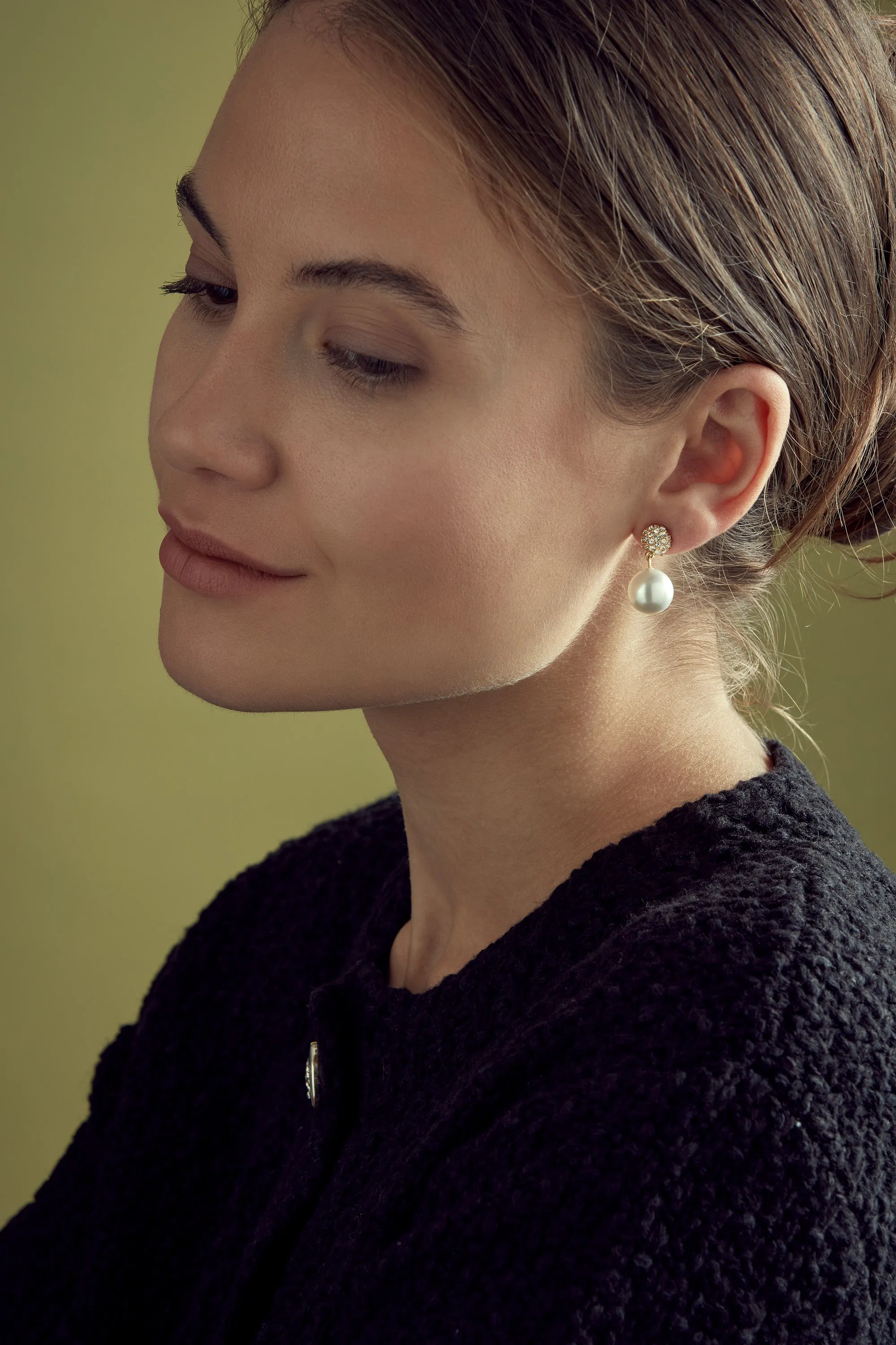 Gold Crystal & Pearl Clip Earrings