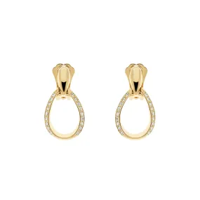 Gold Crystal Teardrop Clip Earrings