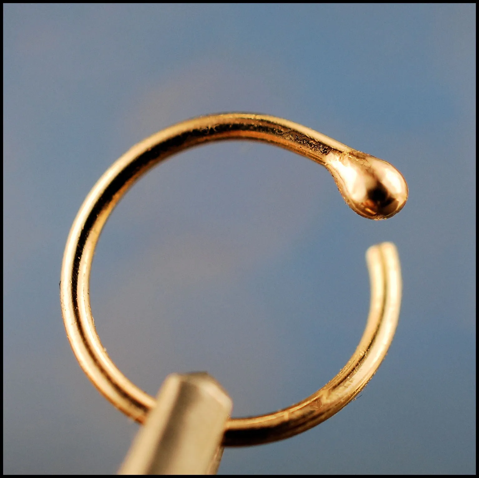 Gold Nose Ring 14 Karat Solid Budded Yellow Gold