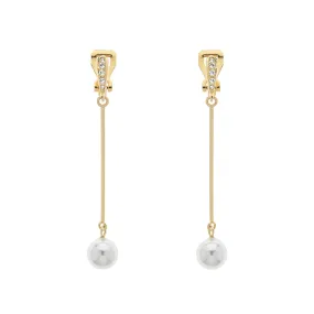 Gold, Pearl & Crystal Drop Clip Earrings