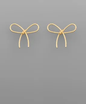 Gold Textured Bow Earrings