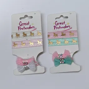 Great Pretenders Unicorn Hair Ties & Bows 4pk - Assorted