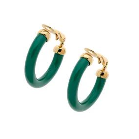 Green Resin Hoop Clip Earrings