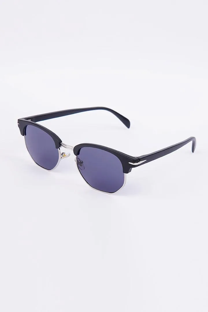 Half Rim Round Sunglasses - Blue