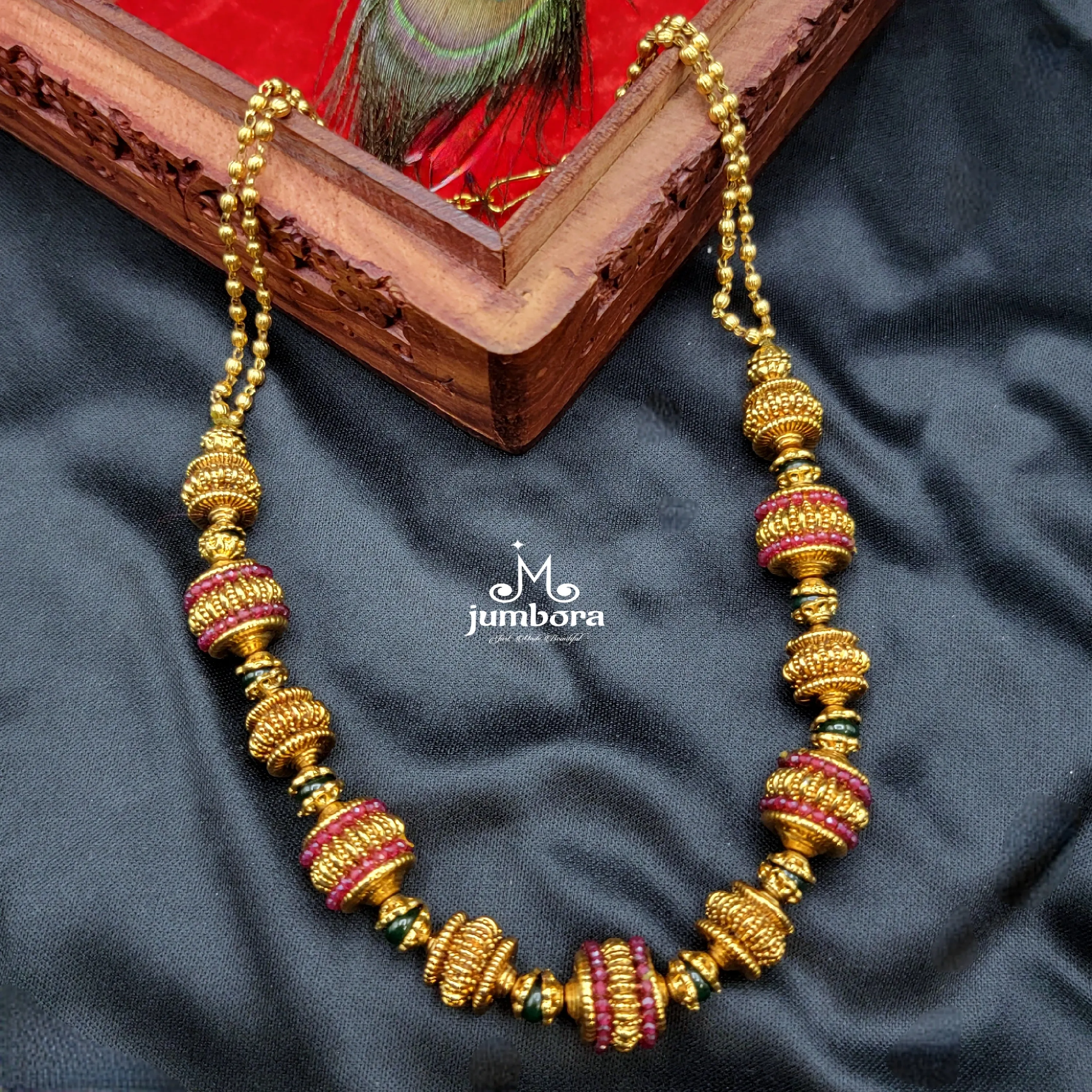 Handmade Designer Gold Ball Mala Necklace