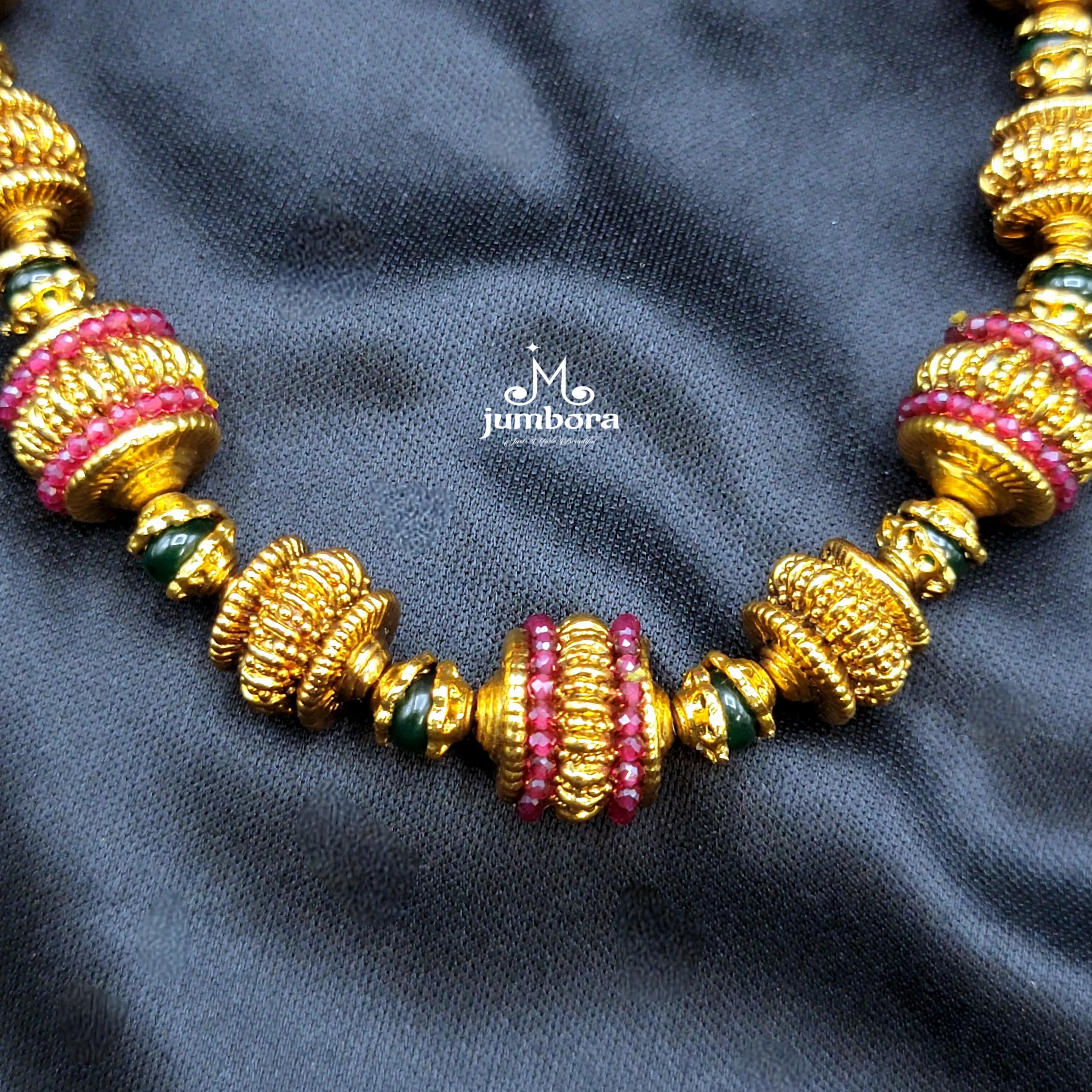 Handmade Designer Gold Ball Mala Necklace