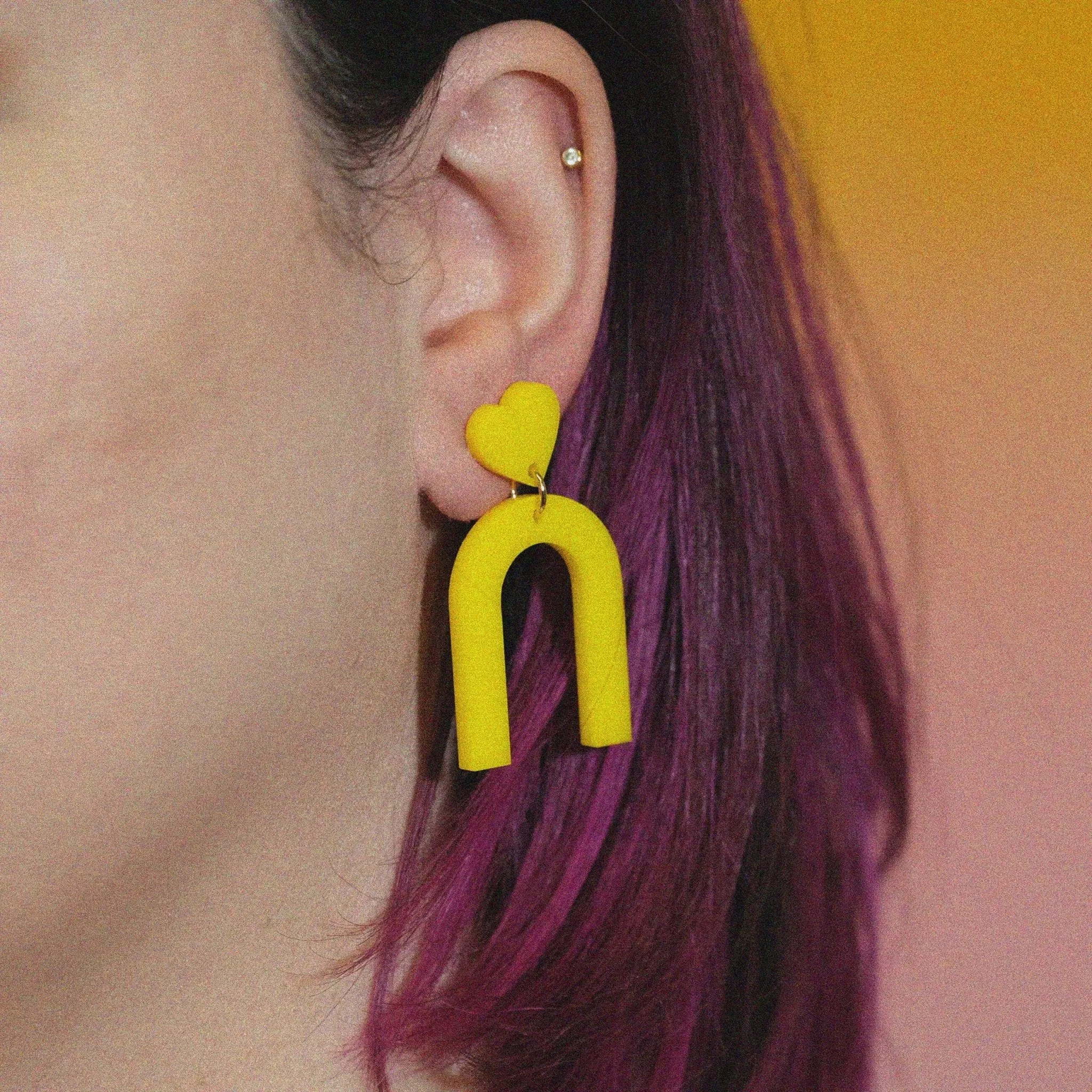 Heart Drop Arch Earrings in Marigold