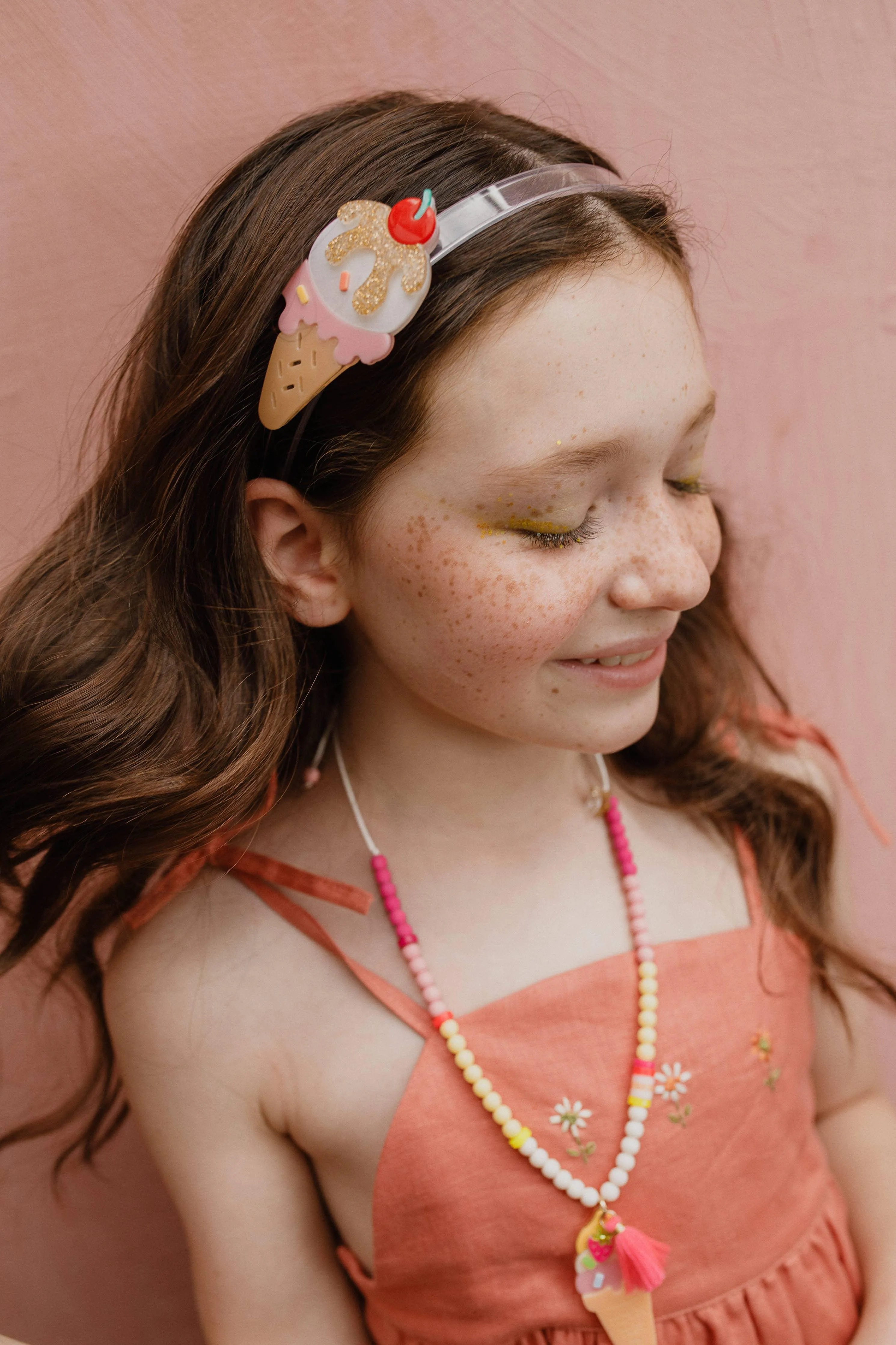 Ice Cream Glitter Gold Headband