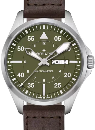 Khaki Aviation Pilot Day Date Auto Army Green Ref. H64635560