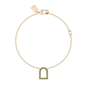 L'Arc Voyage Charm MM, 18k Rose Gold with Galerie Tsavorites on Chain Bracelet