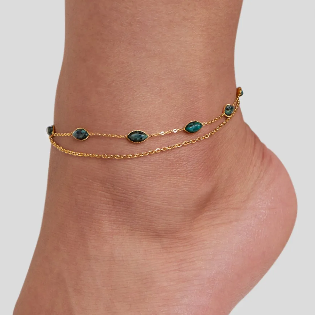 Layered Alana Peridot Anklet