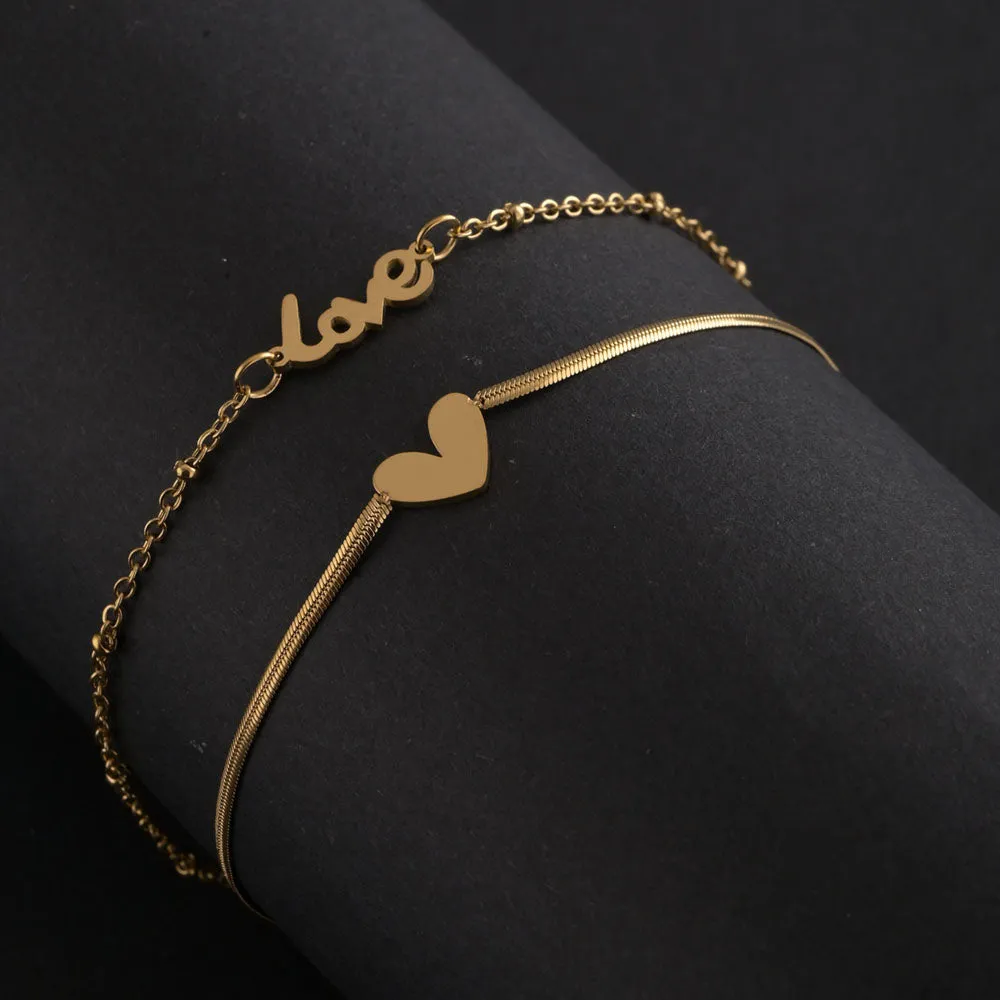 Layered "Love" Anklet