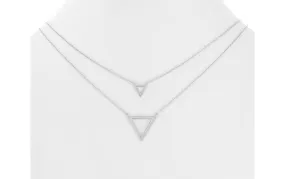 Layered Triangle Necklace-White Gold