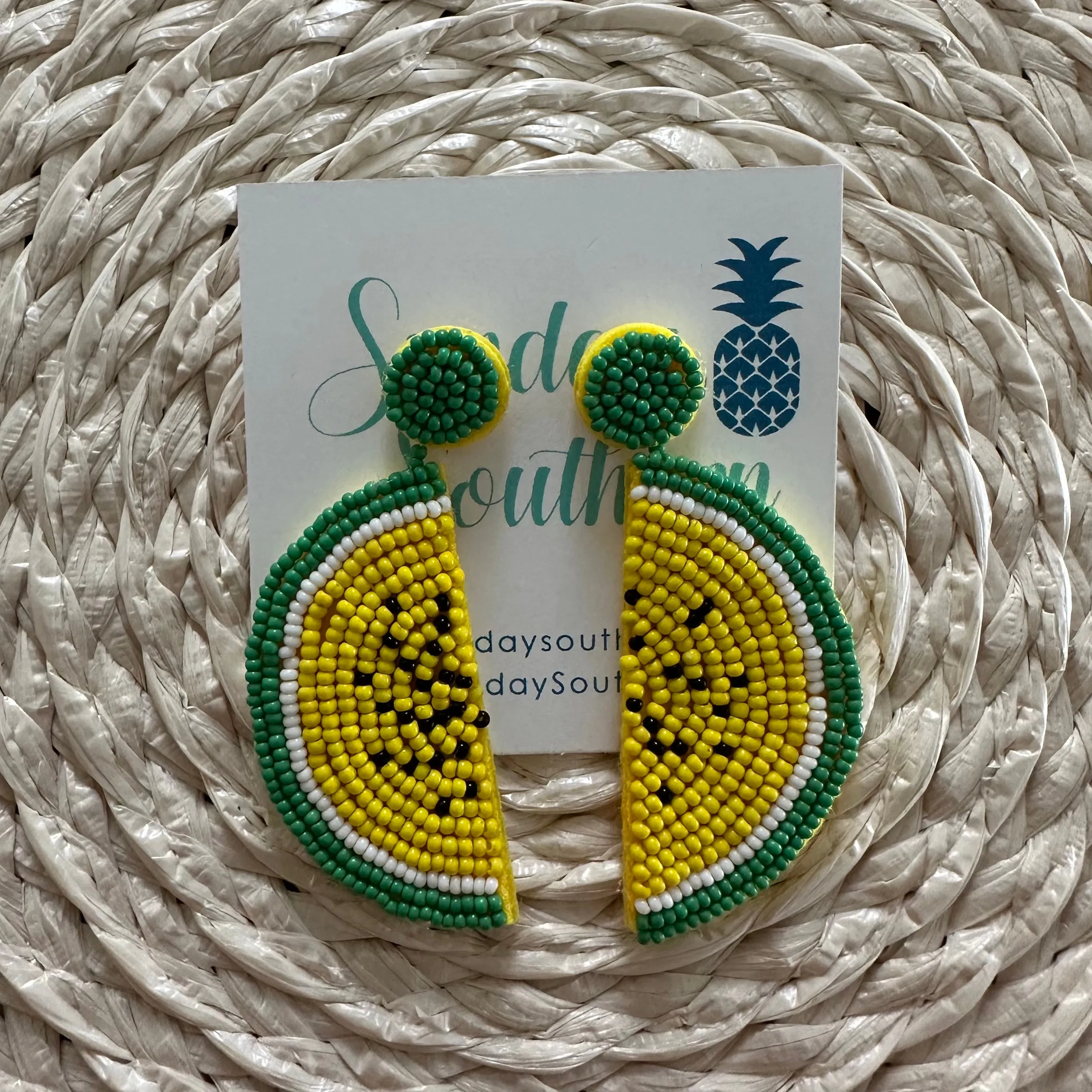 Lemon Slices Beaded Earrings