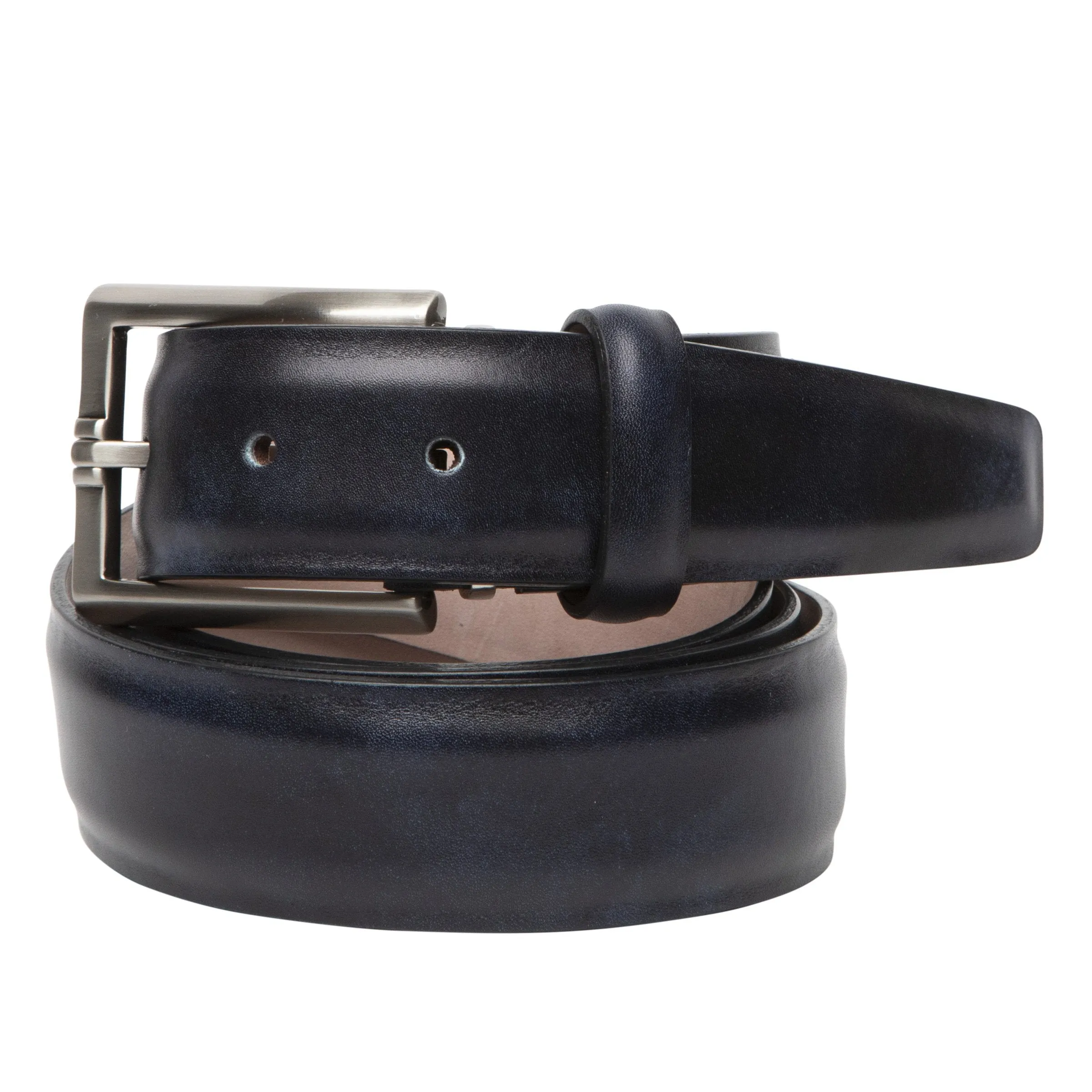 LEN Belt Italian Marbled Calf 35mm Navy STK