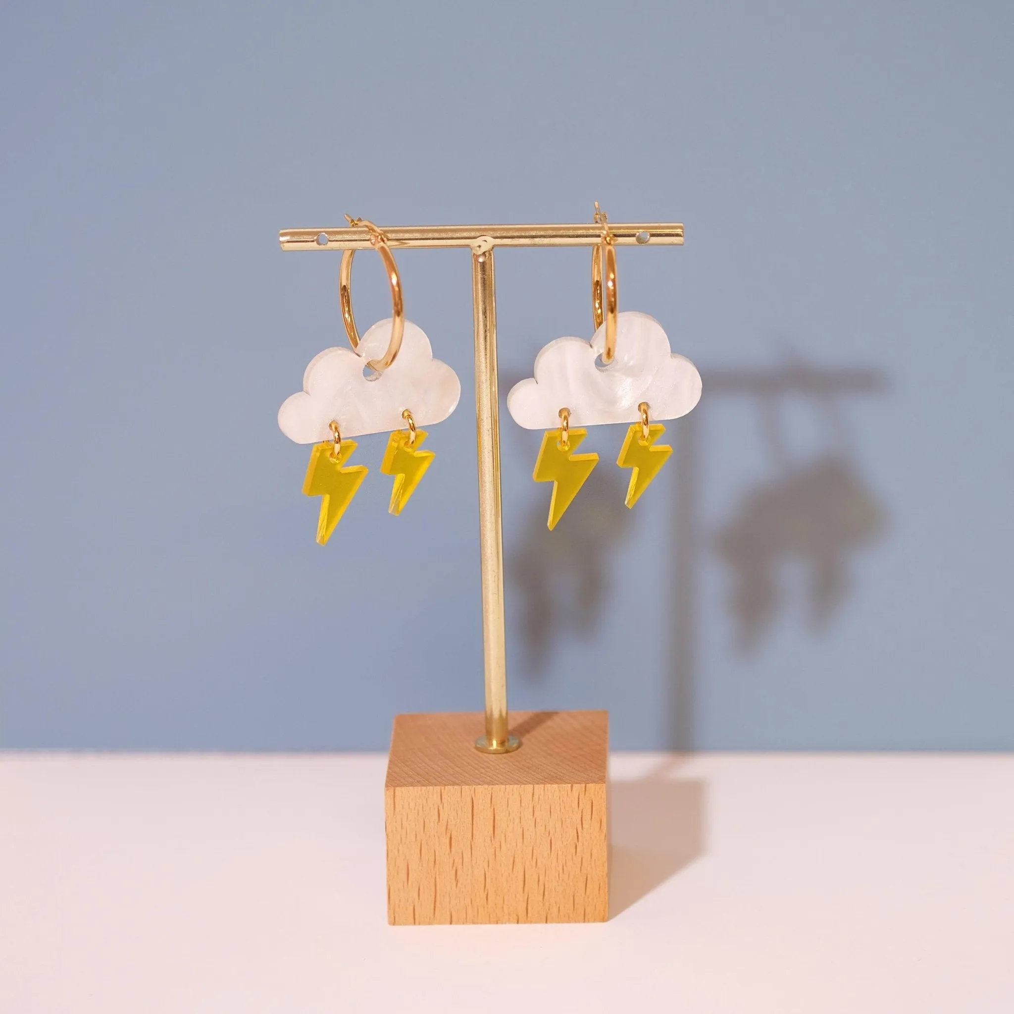 Lightning Thunder Cloud Hoop Earrings