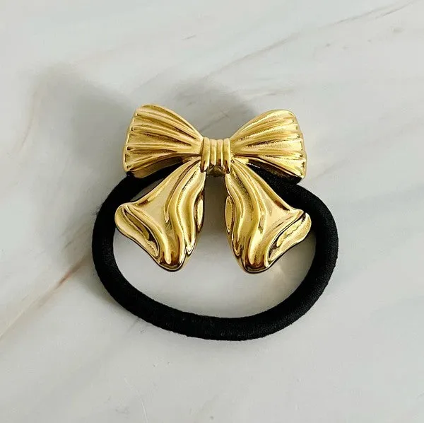 Luxe Golden Bow Hair Tie