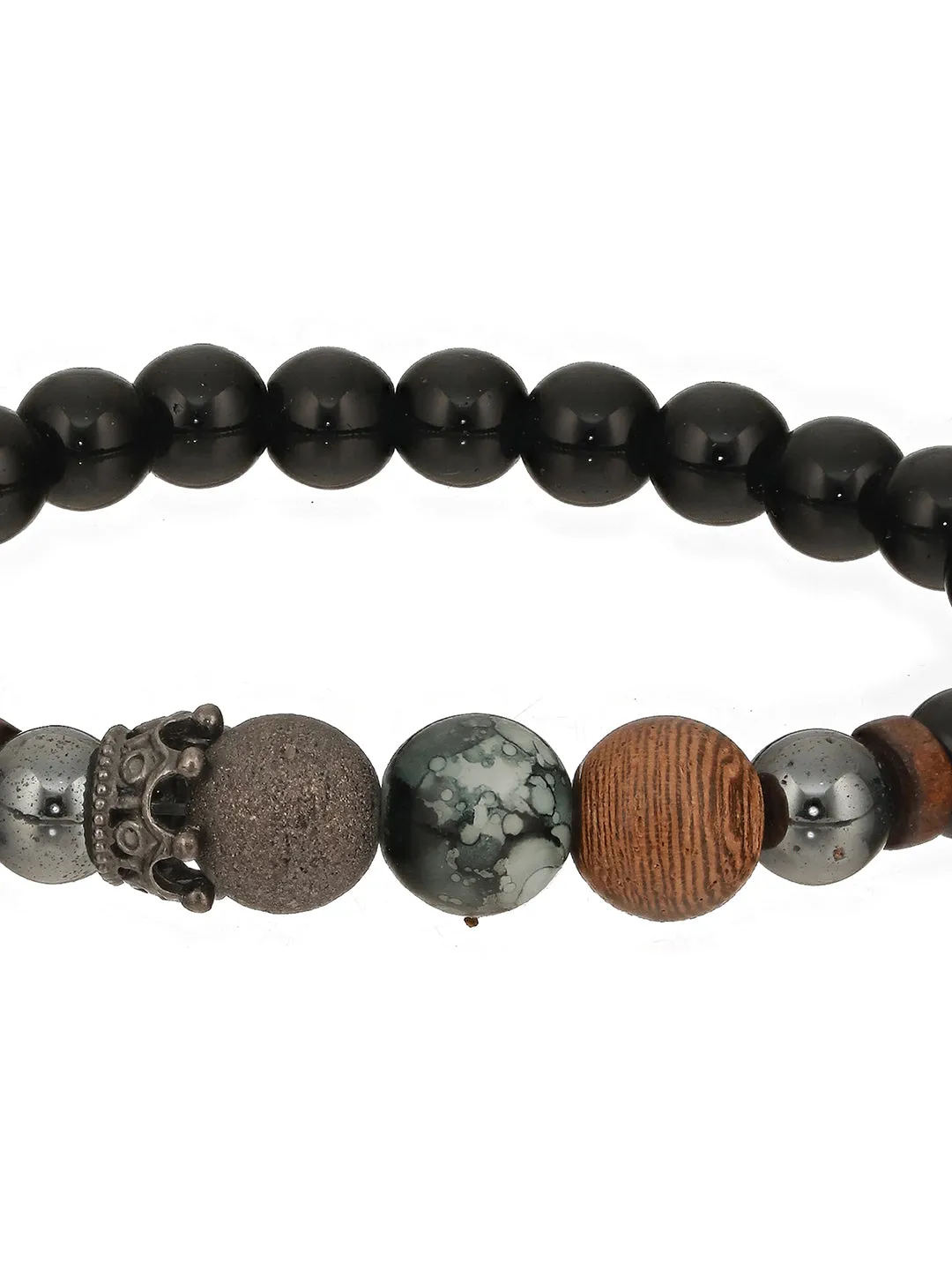 Men Pack Of 3 Black Elasticated & Handcrafted Bracelets