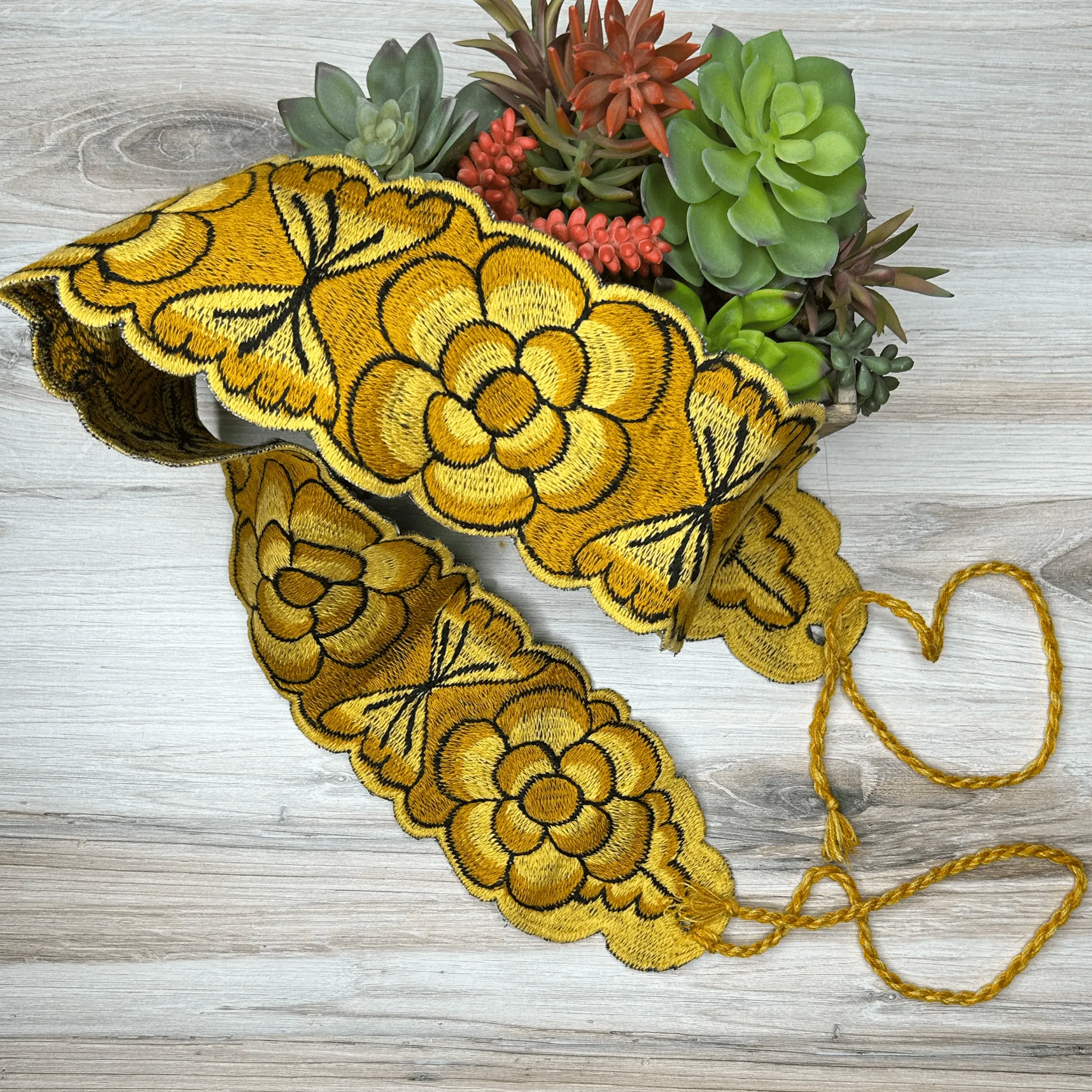 Mexican Embroidered Belt - Zinnia Two Tone