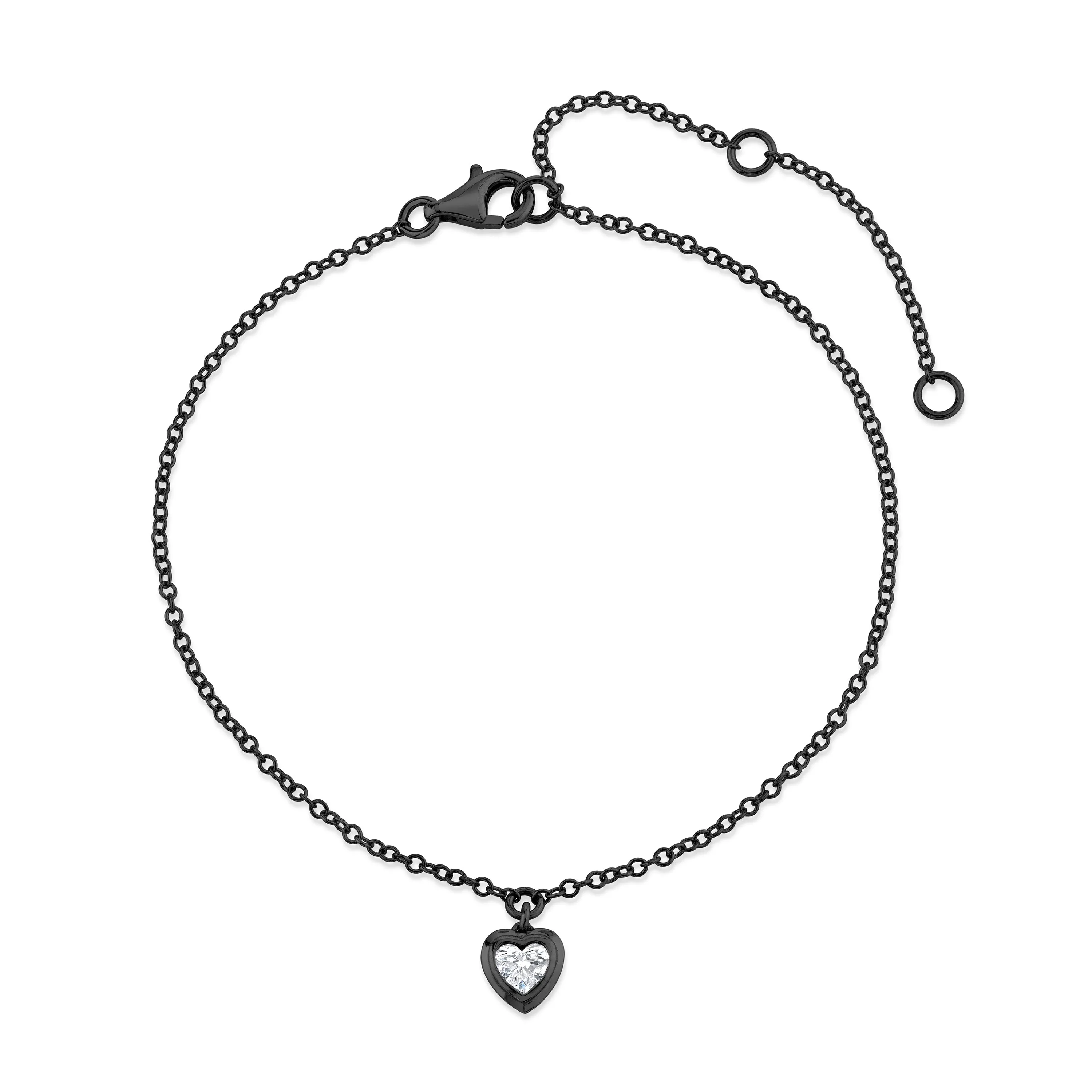 MINI ME DIAMOND BEZEL HEART DROP ANKLET