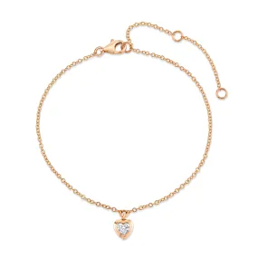 MINI ME DIAMOND BEZEL HEART DROP ANKLET