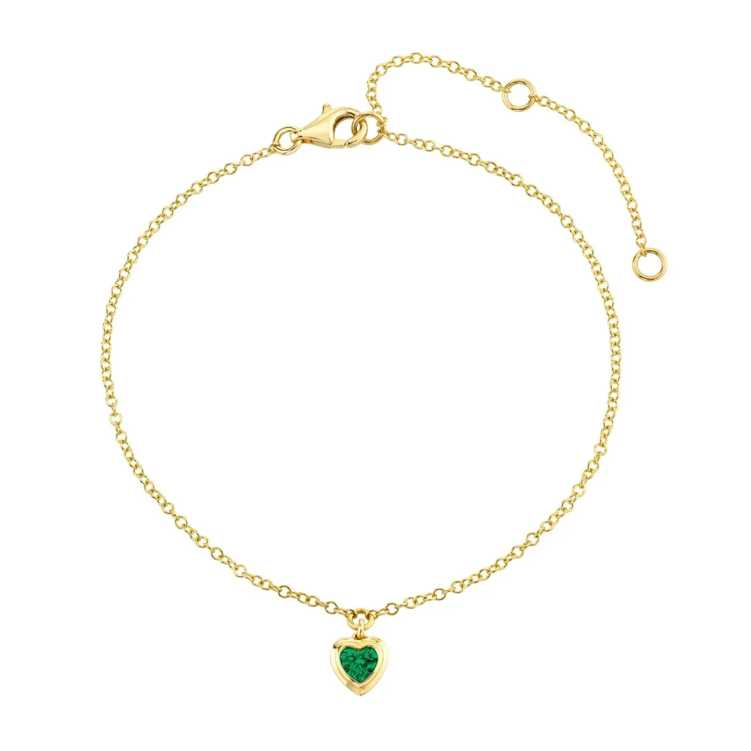 MINI ME EMERALD BEZEL HEART DROP ANKLET