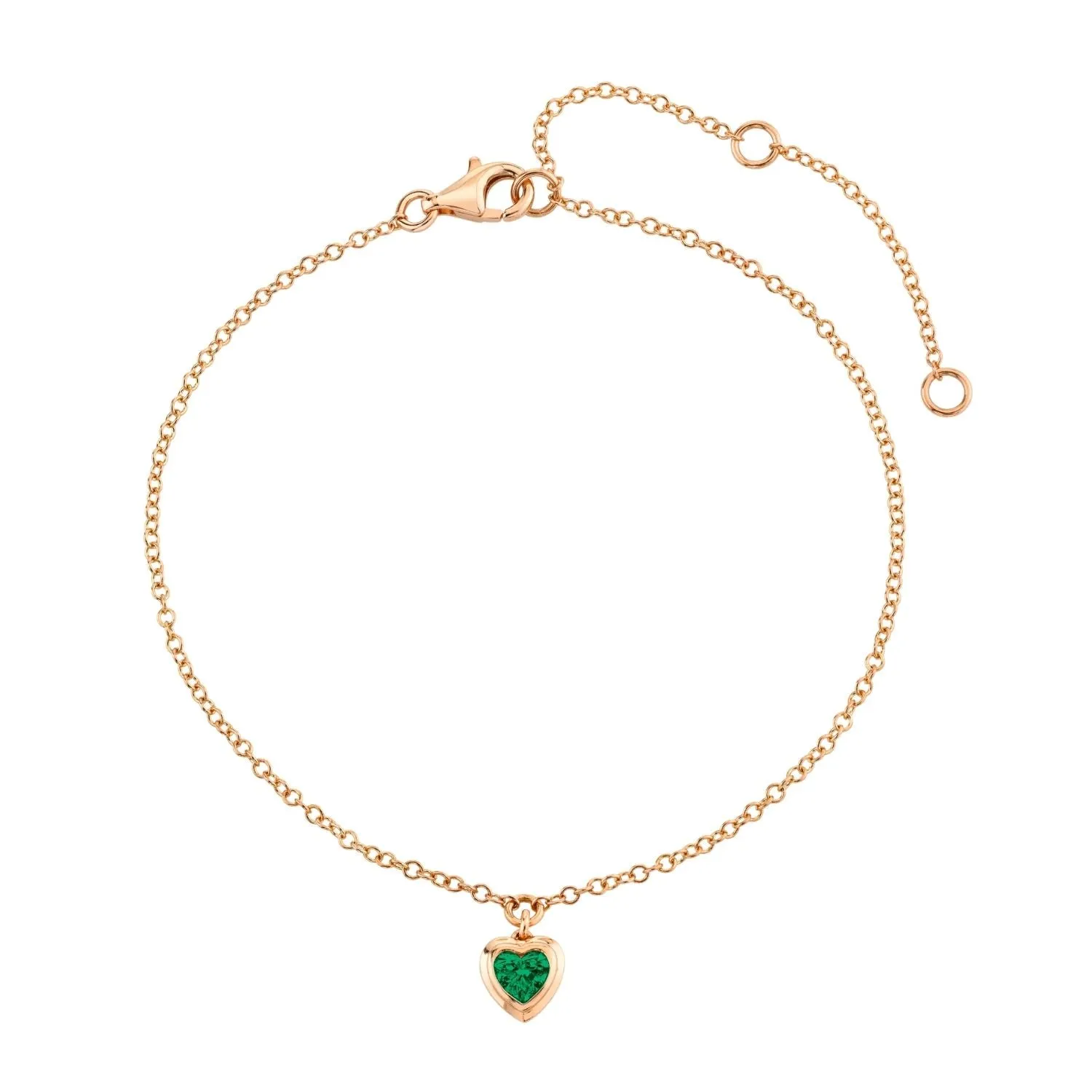 MINI ME EMERALD BEZEL HEART DROP ANKLET