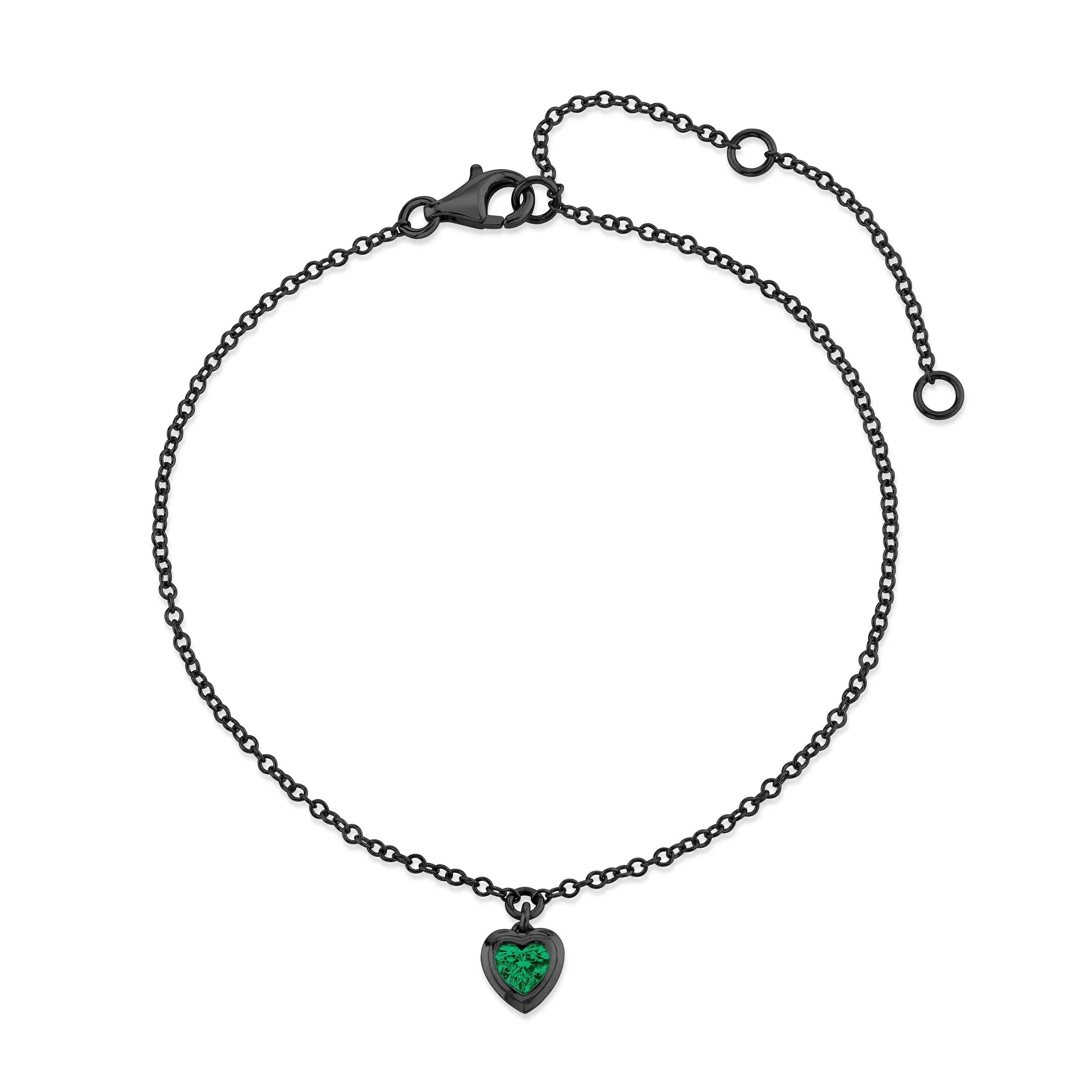 MINI ME EMERALD BEZEL HEART DROP ANKLET