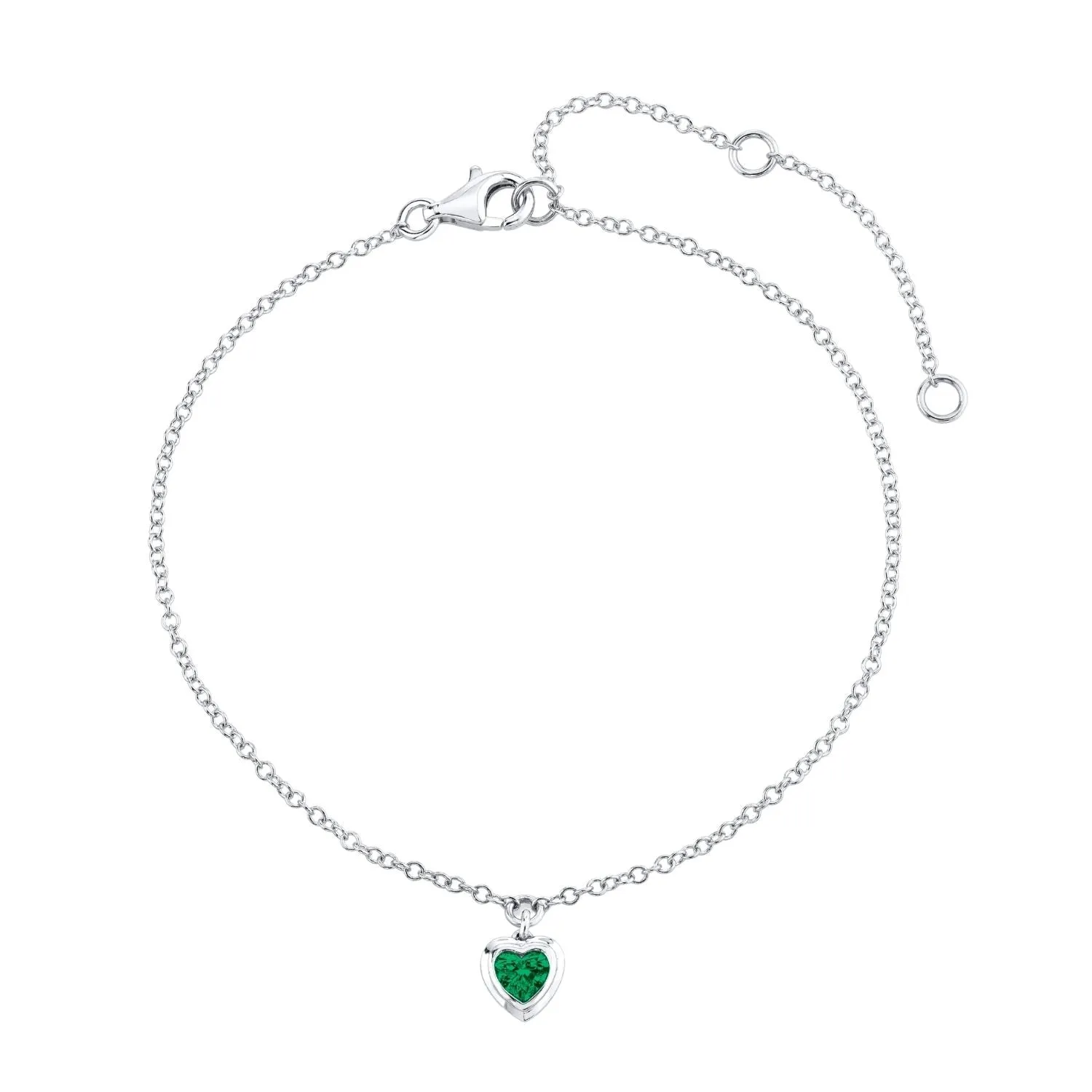 MINI ME EMERALD BEZEL HEART DROP ANKLET