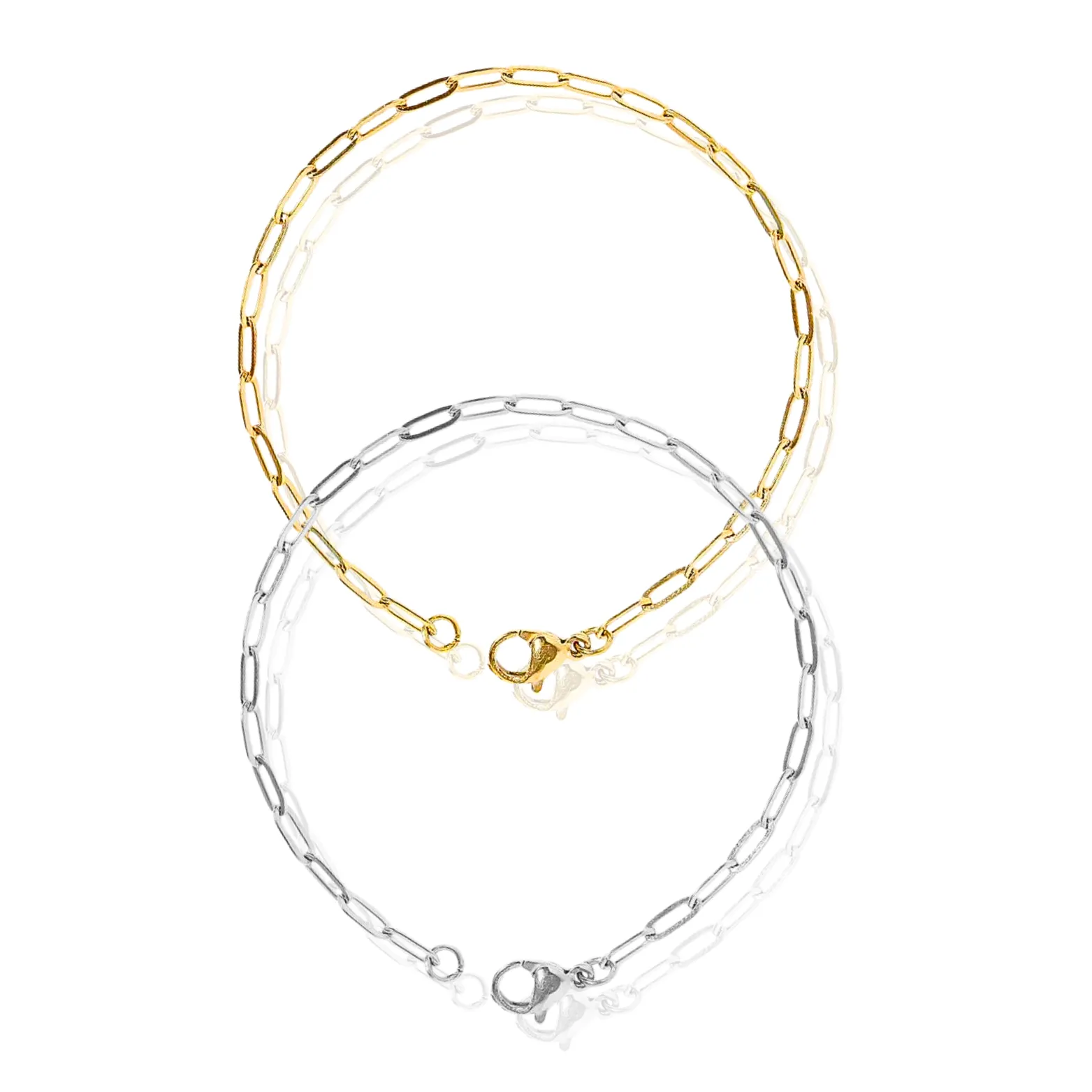 Mini Paperclip Chain Anklet in Gold and Silver