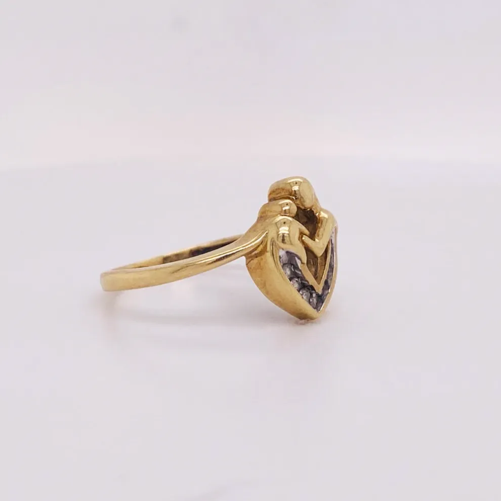 Mother and Child Ring Diamond Heart