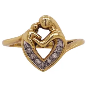 Mother and Child Ring Diamond Heart