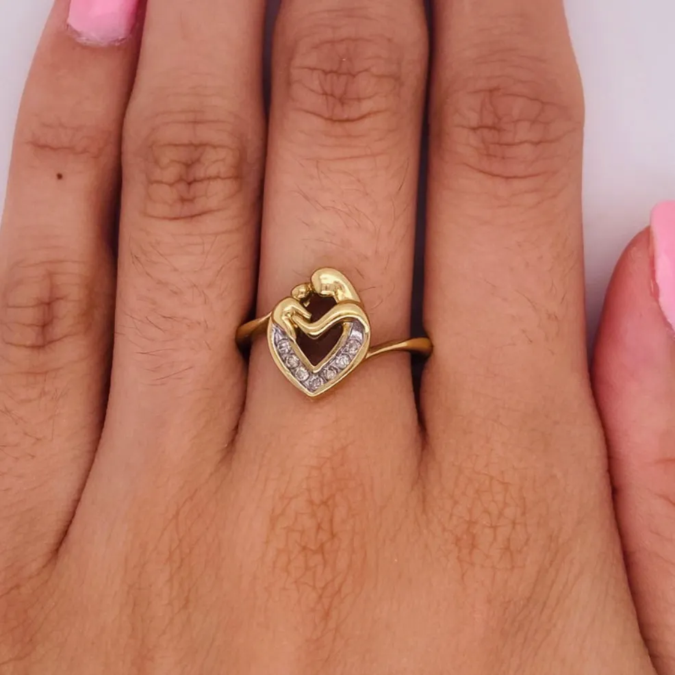 Mother and Child Ring Diamond Heart