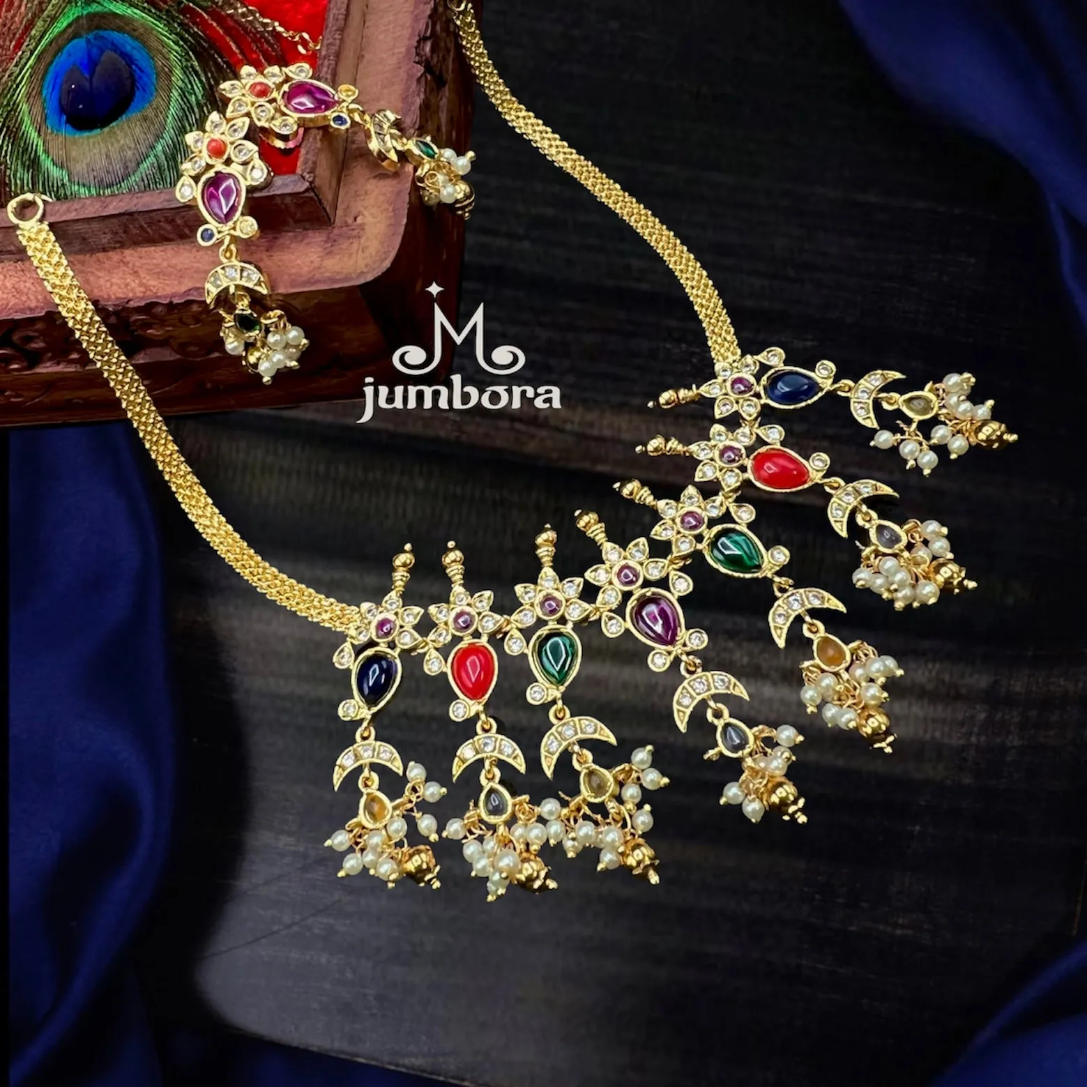 Navaratna AD Zircon Necklace Set