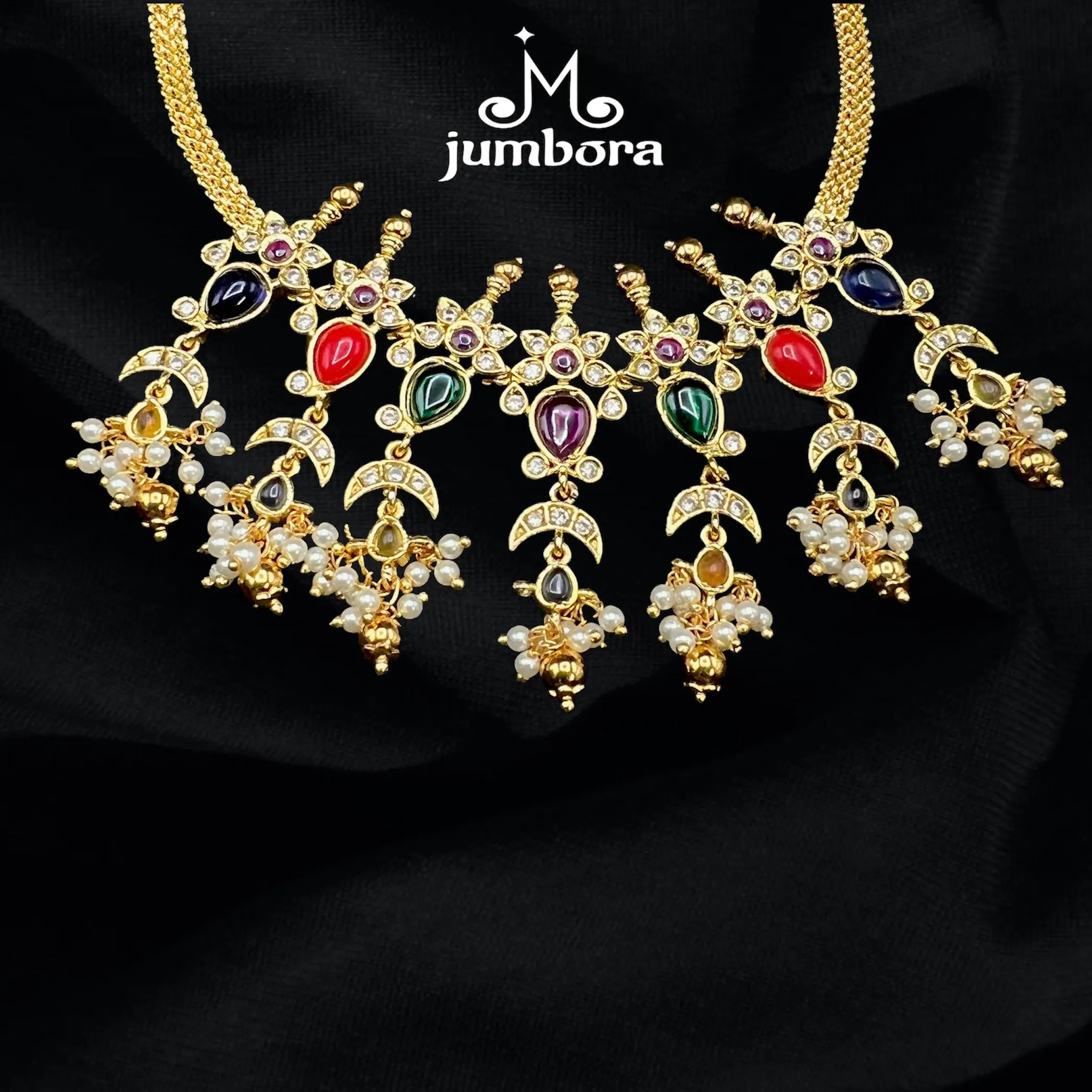 Navaratna AD Zircon Necklace Set